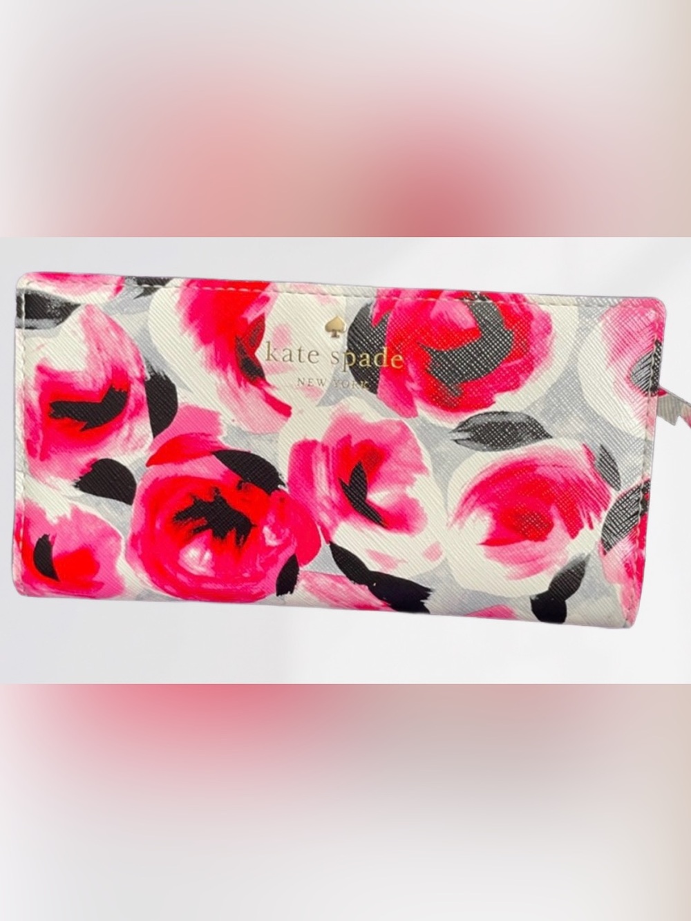 Kate Spade NY vibrant floral slim snap wallet